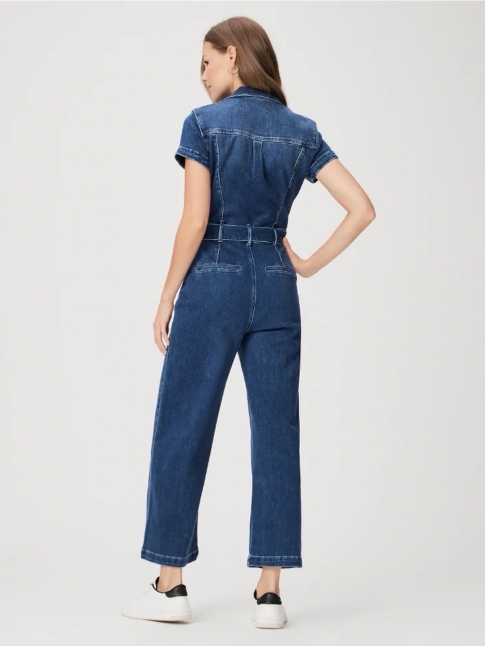 PAIGE Anessa Jumpsuit in Deep Indigo w Wide-Leg (Sz 8) - Picture 2 of 9